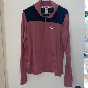 PINK collared quarter zip sweater